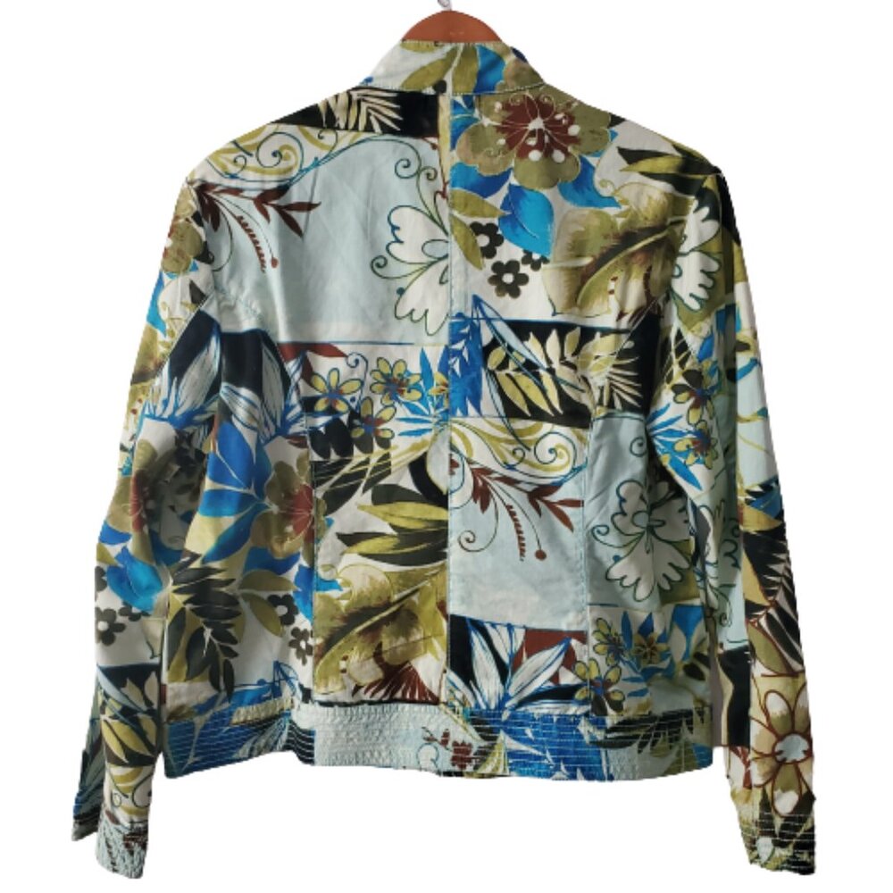 Chico's Women's Multi-Color Floral Patchwork Zip Front Jacket Size 1/Medium (8) - Picture 3 of 10